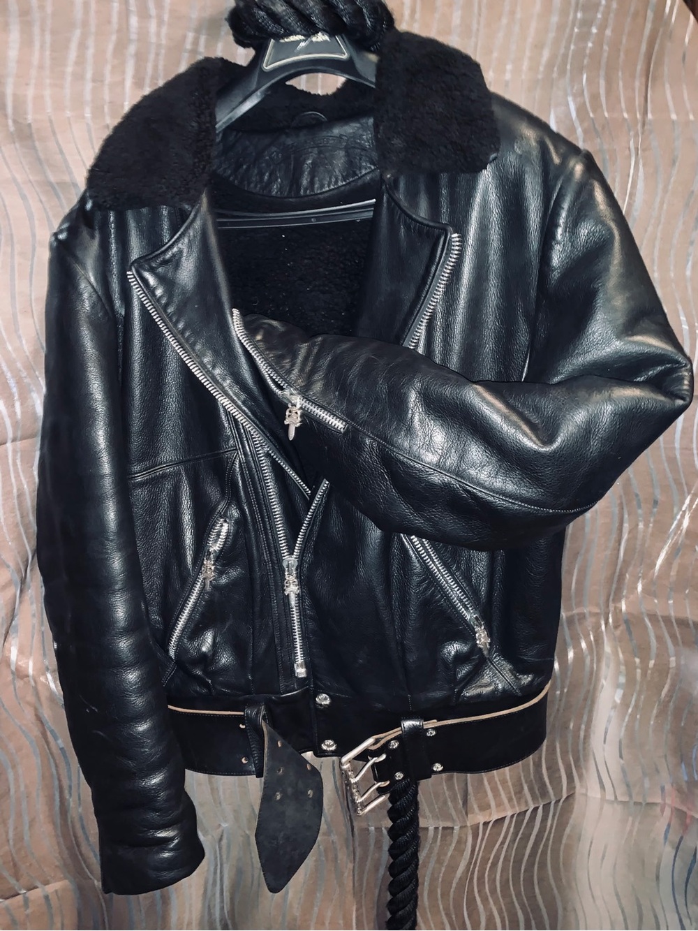 CHROME HEARTS
MINK LINED
LEATHER JACKET.
XL. SS Hardware.
Extremely Rare.